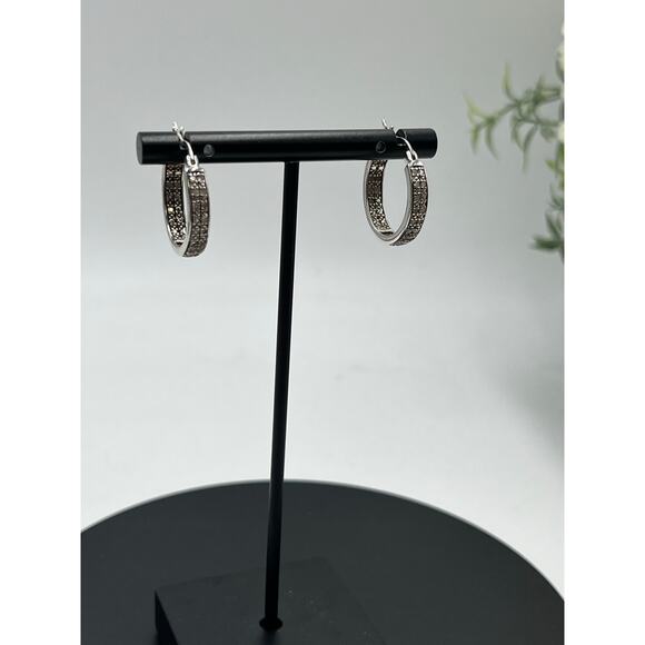 DBJ Dee Berkley 925 Sterling Silver Genuine Cut Diamond In & Out Hoop
Earrings - Picture 11 of 16